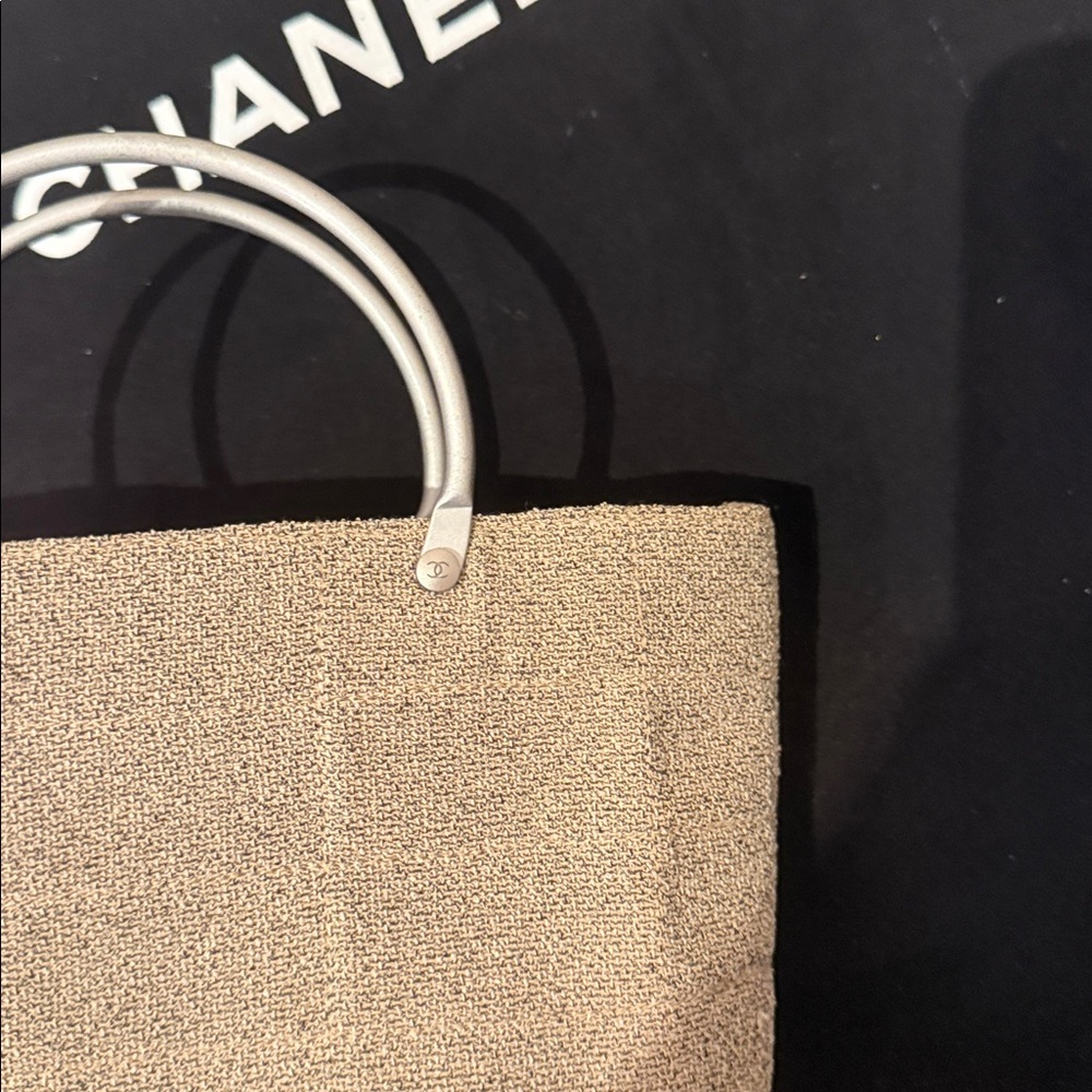 CHANEL Taupe Mini Tote with Brushed Silver Handles - Picture 10 of 14